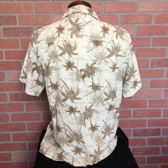Saddlebred Mens Linen Hawaiian Shirt Size M Palm Trees Tropical Vacation Beach - Picture 4 of 5